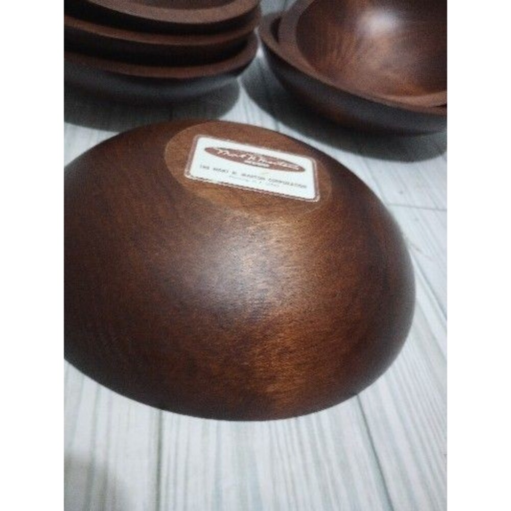 Mort N. Marton Vintage Wooden Salad Bowls Made In NY Hand Carved - Picture 4 of 5